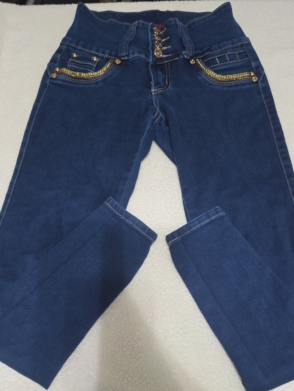 Degree Jean Women's High-Waisted Skinny Jeans Size 8 Dark Blue 4-Button Fly
